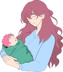 Loving Mother Holding Newborn Baby in Tender Moment for Mothers Day