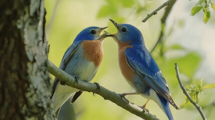 Fototapeta premium Nature's Beauty Captured with Pair of Bluebirds