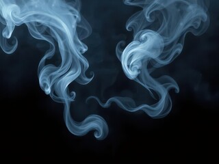 Fototapeta premium Wispy, ethereal smoke swirls in deep black void, abstract, elegant