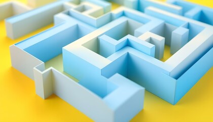 Abstract folded paper effect. Bright colorful yellow background. Maze made of paper. 3d rendering. Monochrome yellow paper abstract background. 3d wave pattern background. Abstract background design