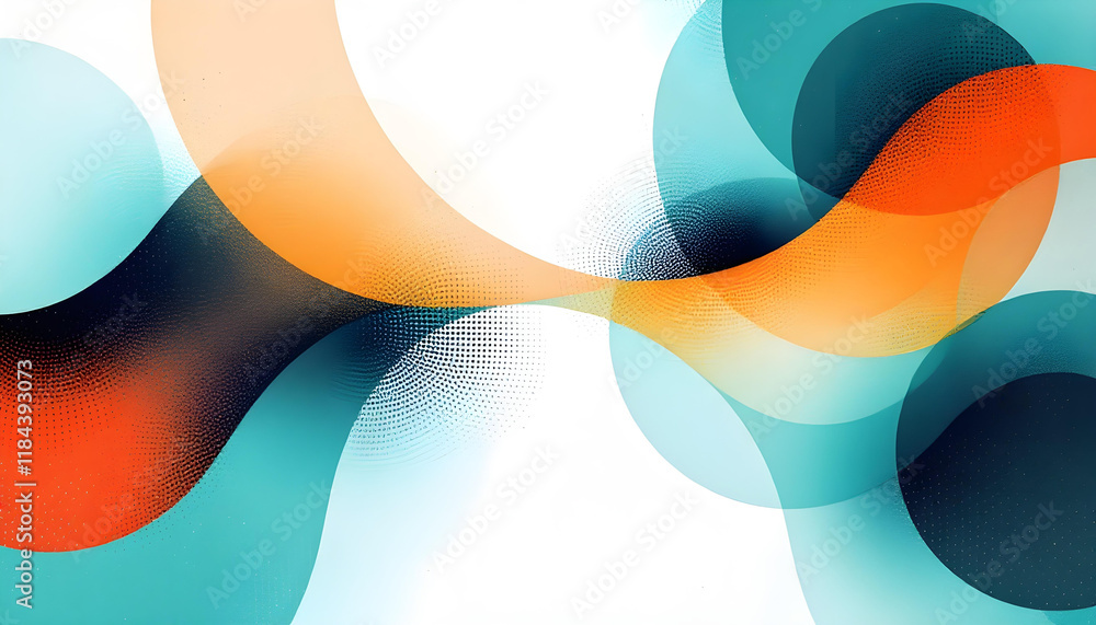 Poster Abstract halftone white background set in three colors. Abstract halftone white background with three vibrant colors blending together, creating a modern and dynamic design, colors and background. 