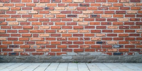 Rustic Brick Wall with Grey Base and Stone Floor for Design Background