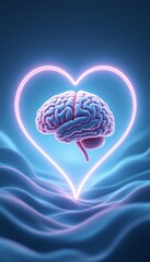 The Heart of Intelligence A Neon Embrace of Thought and Emotion in Digital Waves