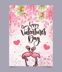 Valentine celebration poster Romantic cute love card template design