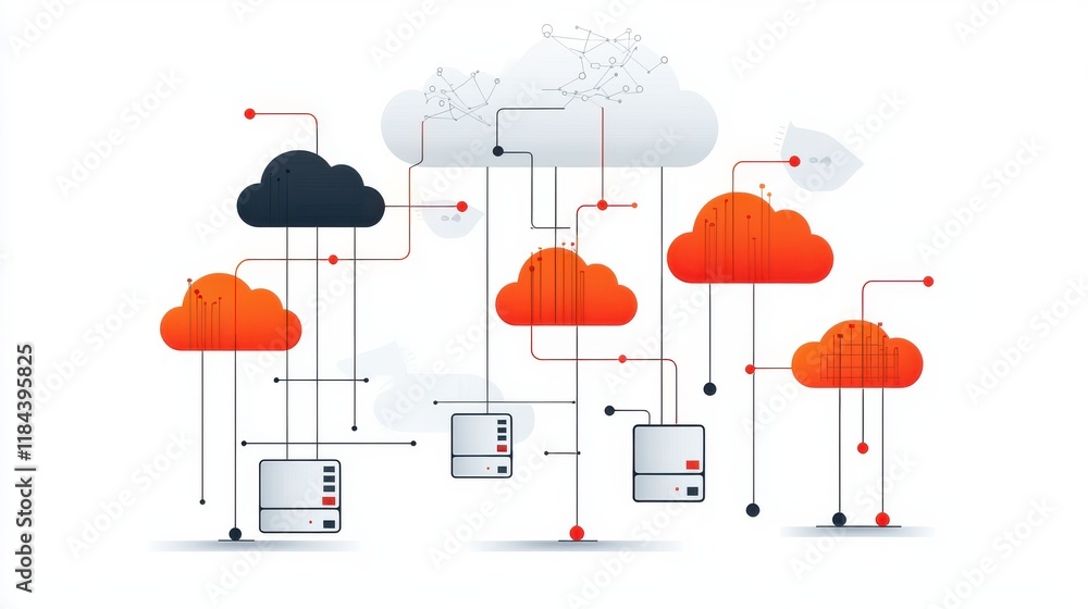 Poster conceptual of cloud computing and data storage infrastructure