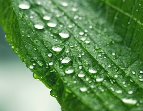 Fresh Green Leaf with Dew