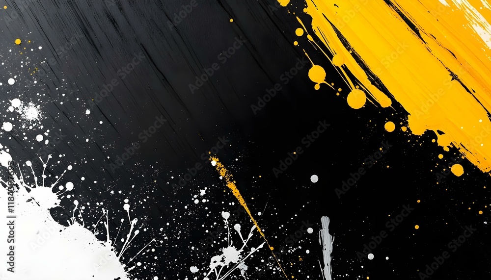 Aufkleber Black and yellow abstract background with a textured brushstroke. Abstract black and yellow grunge with a halftone effect texture background. An abstract backdrop featuring black and yellow tones