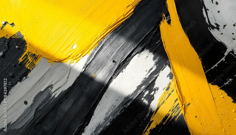 Aufkleber Black and yellow abstract background with a textured brushstroke. Abstract black and yellow grunge with a halftone effect texture background. An abstract backdrop featuring black and yellow tones