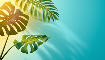 tropical leaf luxury cosmetic beauty sale podium background