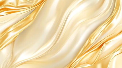 Fototapeta premium Golden and Cream Silk Draped Fabric Abstract Background