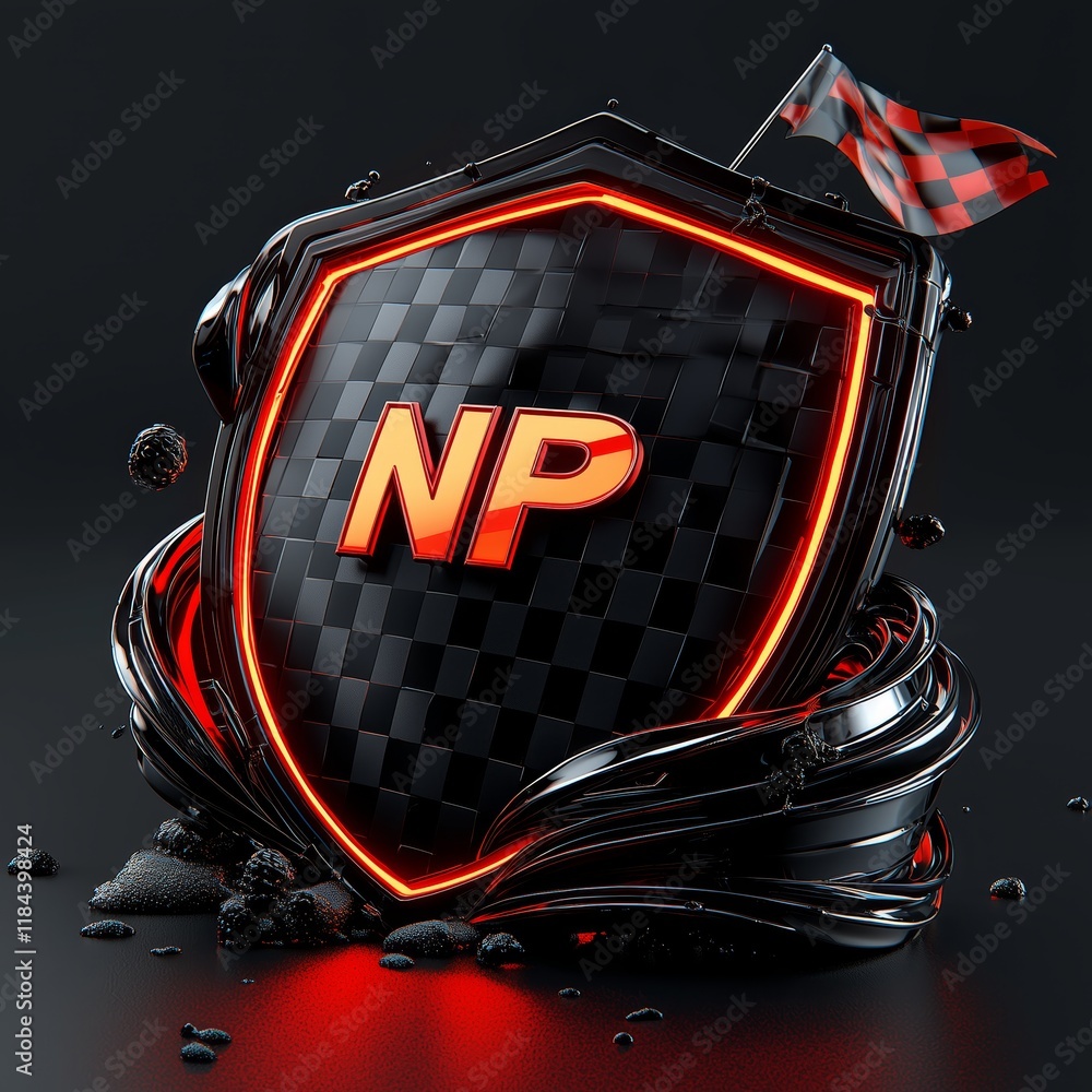 Poster abstract red and black shield design with modern elements