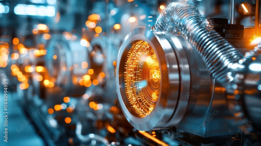Aufkleber close up view of industrial machinery component with intricate gears and mechanisms in a manufacturi