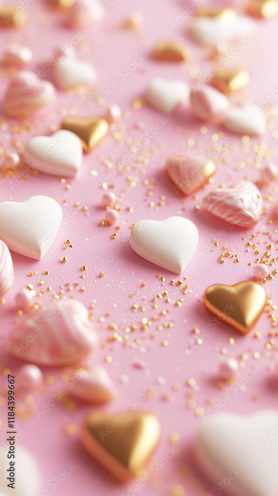 Aufkleber soft pastel valentine's day vertical greeting card template with empty copy space with a delicate pi