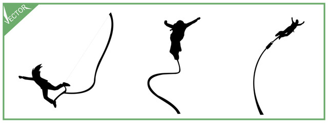 Silhouette of bungee jumping. Extreme sports. © farydraw