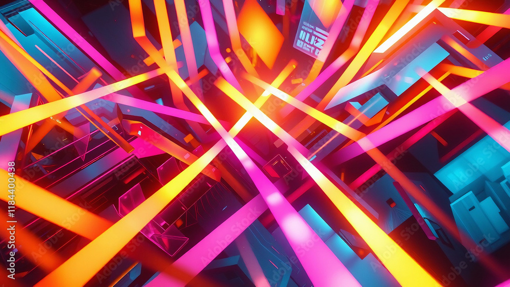 Poster colorful abstract background with glowing lines and motion effects, creating a dynamic and energetic