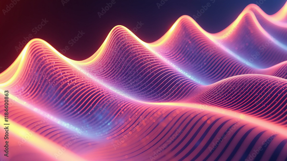 Poster futuristic abstract glowing lines in motion with dynamic swirls and energy