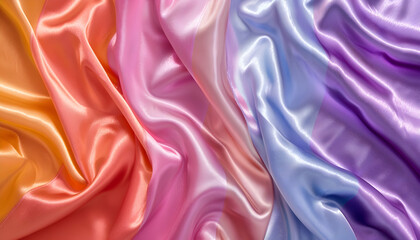 Obraz premium Pastel Rainbow Silk Fabric Drape Illustration