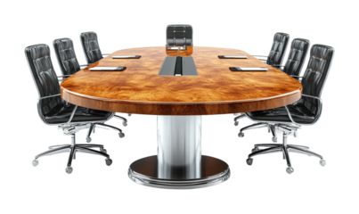 Empty conference table setup for business meetings professional office high fidelity modern viewpoint isolated on transparent background png
