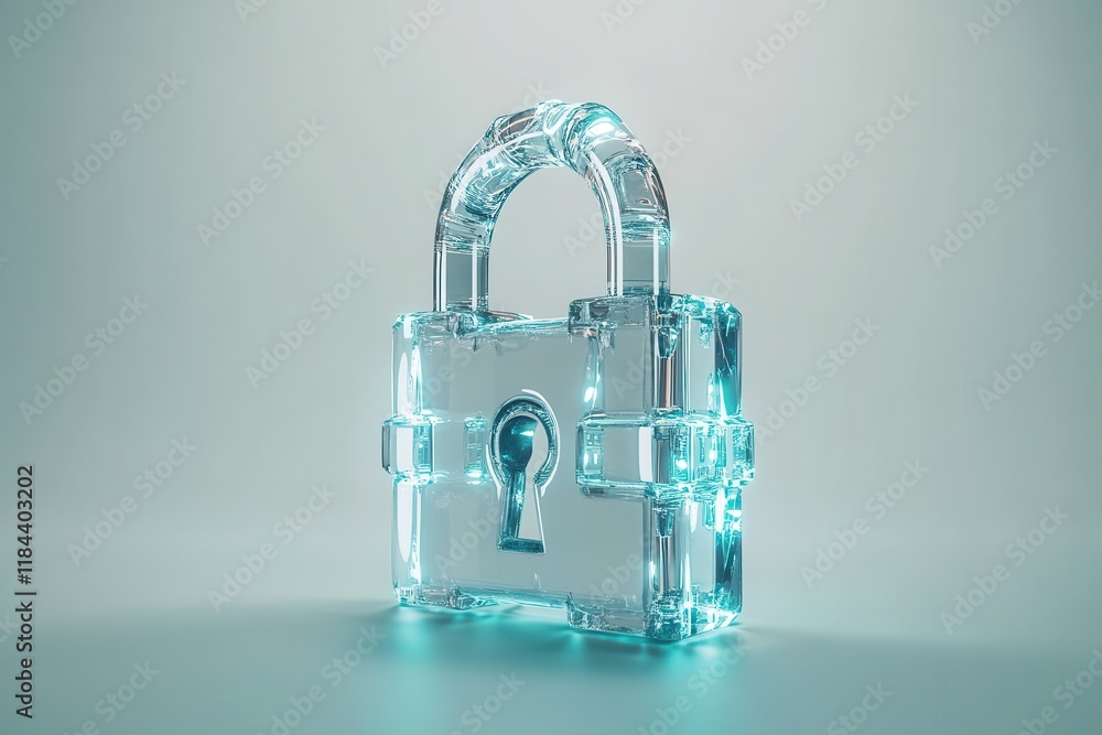 Poster transparent padlock symbolizing digital security concepts