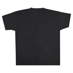 Black plain T-shirt mockup. Ideal for showcasing designs, logos, or prints. Simple and versatile, suitable for casual, streetwear, or promotional projects. High-resolution photo for creative use. Back