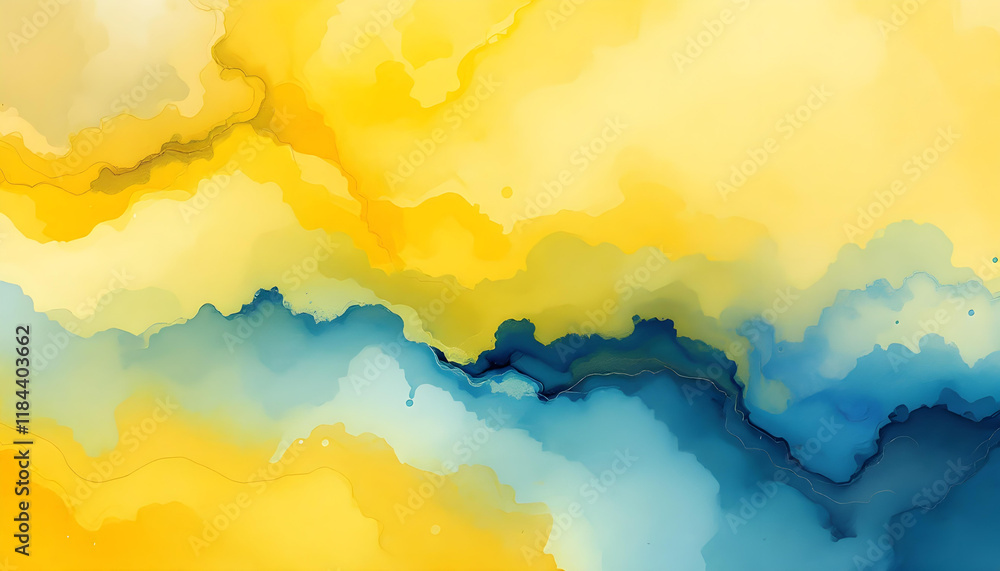 Aufkleber Delicate yellow abstract watercolor background. Great for textures, backgrounds, and banners. Yellow watercolor abstract background.  Great for adding texture to your design projects.
