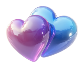 Colorful flying hearts icon digital on abstract conceptual design isolated on transparent background png