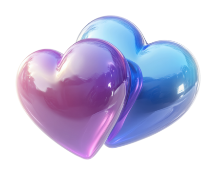 Colorful flying hearts icon digital on abstract conceptual design isolated on transparent background png