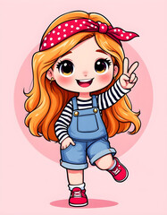 cartoon character cute fashion pink girl