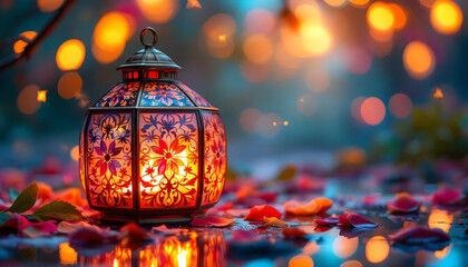 Fototapeta premium lantern of colorful festival celebration background