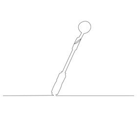One continuous line drawing of dental mirror tool . Single line of dental mirror tool vector illustration