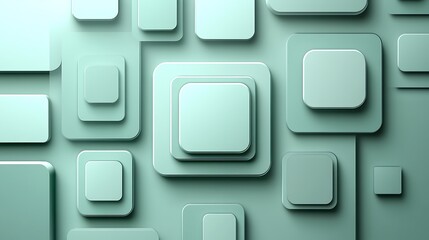 Abstract Green Square Layered Design Pattern