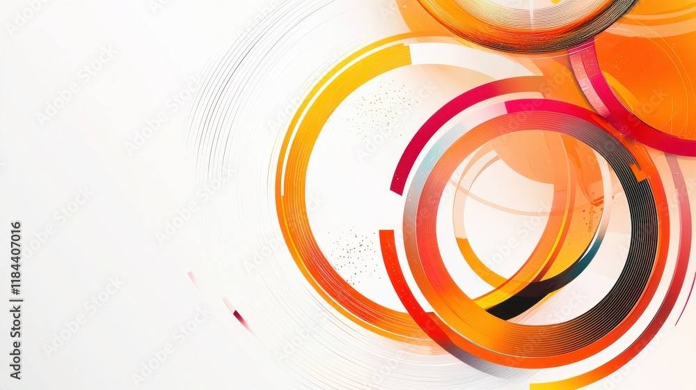 Aufkleber energetic abstract circular shapes and patterns in vibrant colors for modern graphic design
