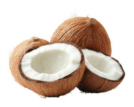 Fresh green coconut on high fidelity minimalist style isolated on transparent background png