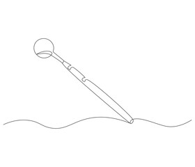 One continuous line drawing of dental mirror tool . Single line of dental mirror tool vector illustration
