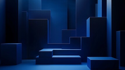 Abstract Blue Geometric Shapes Minimalist Background