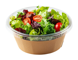 Vibrant fresh salad in cardboard container health food kitchen bright lighting close-up culinary delight isolated on transparent background png