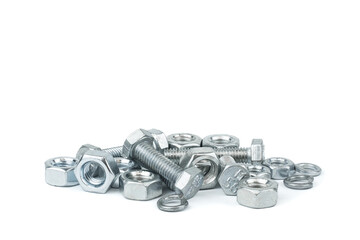 Nuts and bolts isolated on a white background