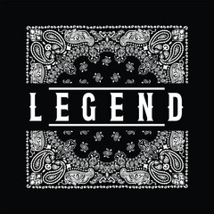 Black and White Bandana Design with "LEGEND"