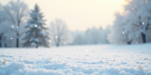 Fototapeta premium Serene Winter Landscape Snow Covered Trees and Softly Falling Snow