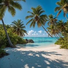 beach with palm trees