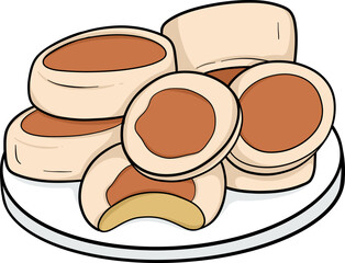 bakpia indonesian traditional food cartoon