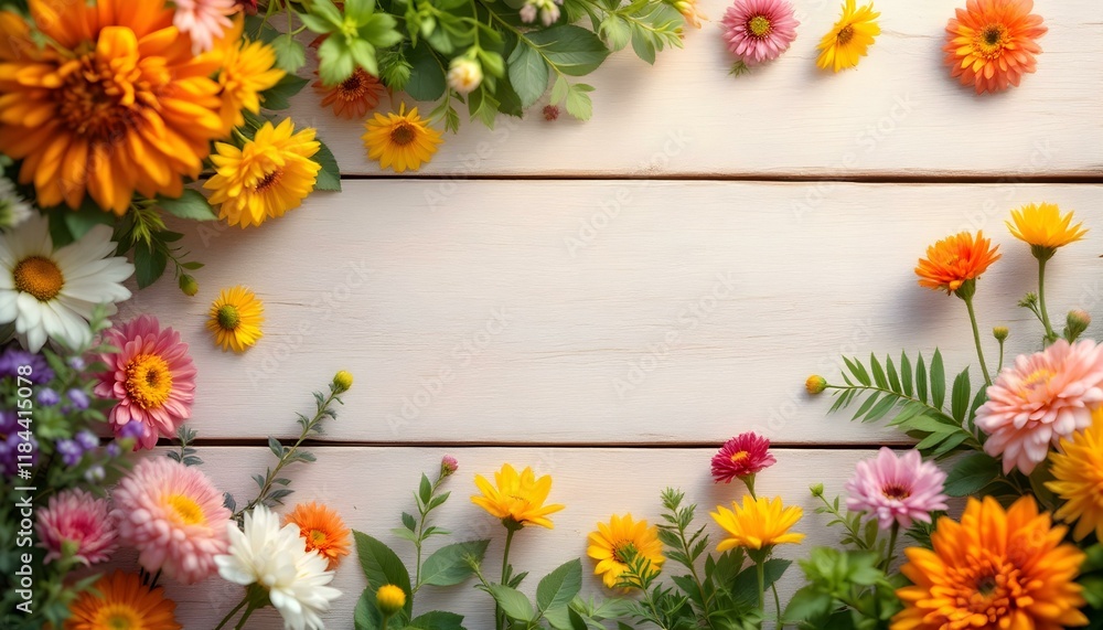 Poster top view of wood or plywood for backdrop, light wooden table with nature pattern and color. blank wo