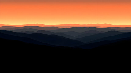 Obraz premium Sunset Mountain Range Illustration