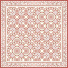Hijab scarf flower abstract pattern.Ethnic geometric ornament with frame motif border hijab pattern.Design for fabric,print,scarves,shawl,kerchief,bandana,clothing,pareo,pillows,tablecloth,decoration.