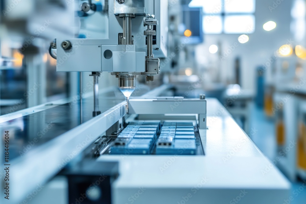 Poster high-tech automated manufacturing process in a modern factory