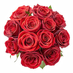 Obraz premium A vibrant bouquet of red roses, showcasing their lush petals and rich color, symbolizing love and beauty.