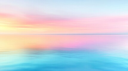 Obraz premium Pastel sunset reflected on calm ocean water.
