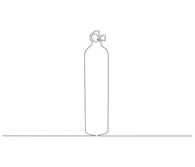 One continuous line drawing of oxygen cylinder . Single line of oxygen cylinder vector illustration