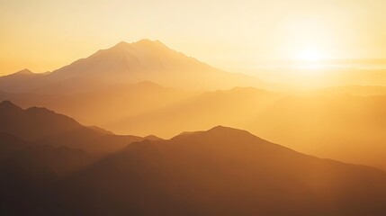 Golden Sunrise Over Majestic Mountain Ranges