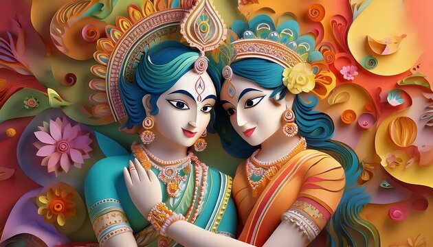 radha and krishan in one frame 3d